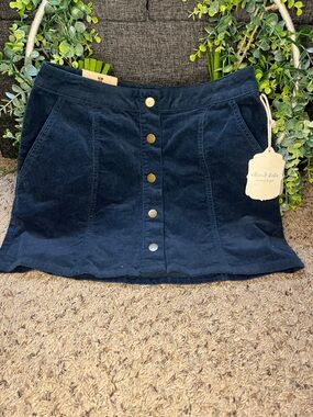 Navy Corduroy Button-Front Mini Skirt-altar’d state nwt